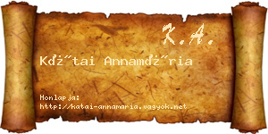 Kátai Annamária névjegykártya